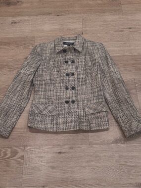 KASPER Tweed Plaid Blazer Jacket Double Breasted Size 6